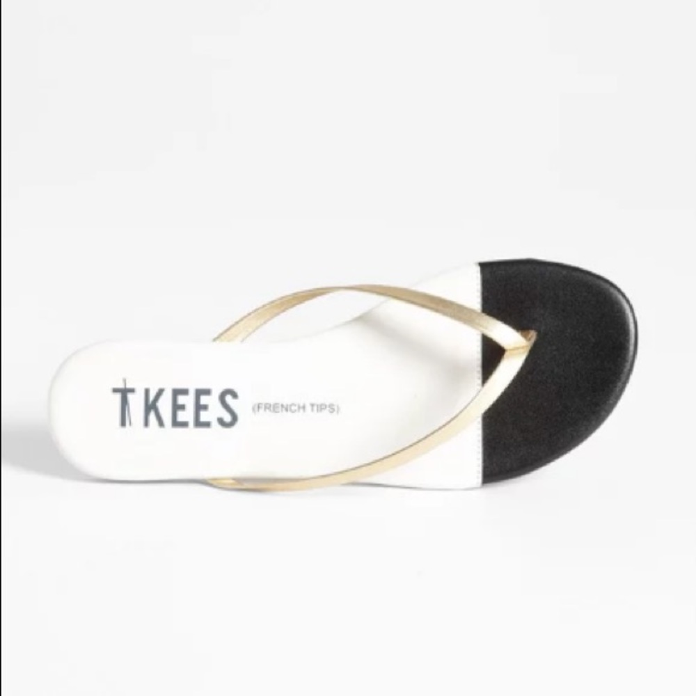 TKEES Women’s Flip Flops White w/ Black Tip